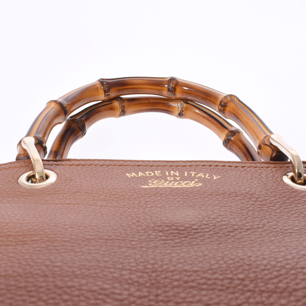 GUCCI Bamboo Shopper Bag Brown Calfskin Handbag - Picture 4 of 11